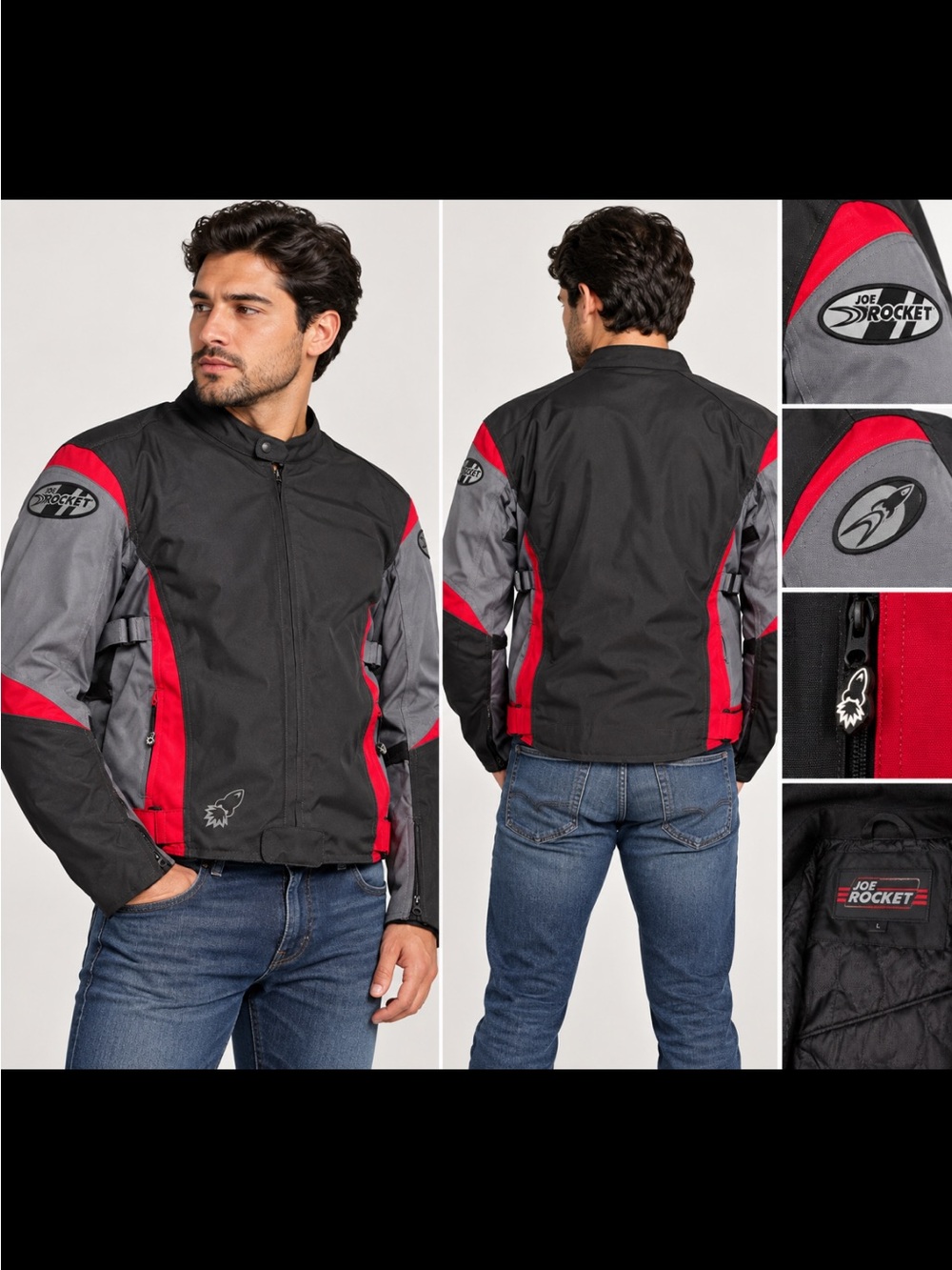 Joe Rocket Black, Red & Gray Men's Performance Motorcycle Jacket
